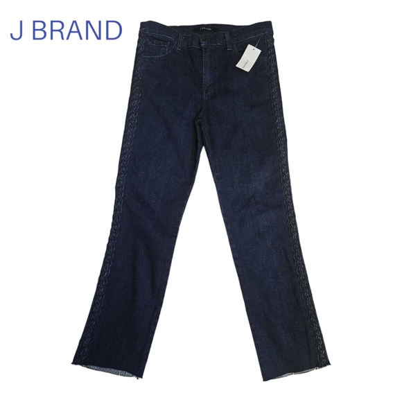 J BRAND Ruby Braided Catonite High-Rise Crop Cigarette Jean - Picture 2 of 9